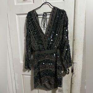 ASOS DESIGN embellished patchwork mini dress